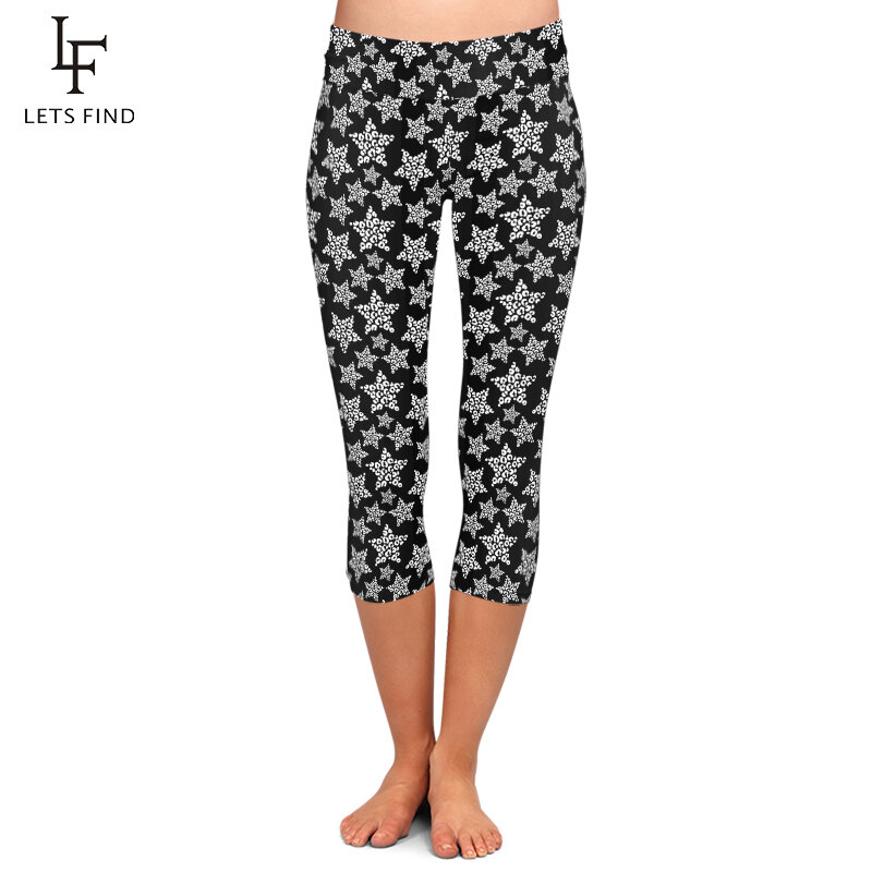Женские леопардовые леггинсы-Капри LETSFIND с 3d-звездами и принтом пятен, модные мягкие летние брюки для фитнеса с высокой талией