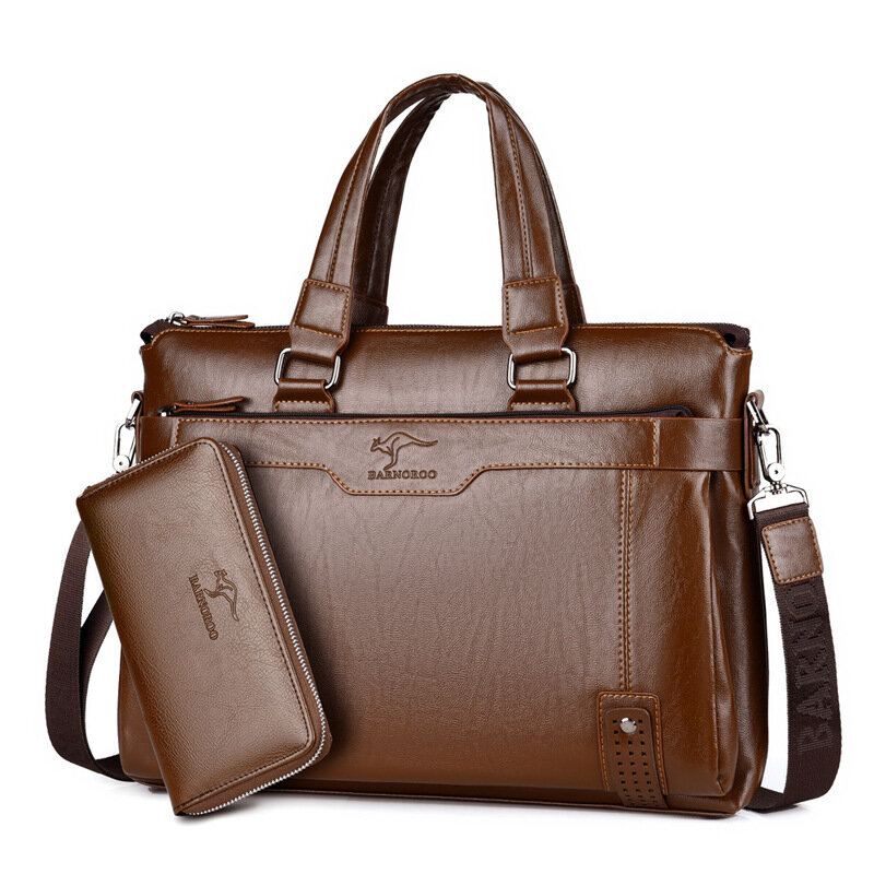 Horizontal Crossbody Bag for Men, Soft Leather Shoulder Bag, Handheld Business Briefcase, Fashion, New, 2024