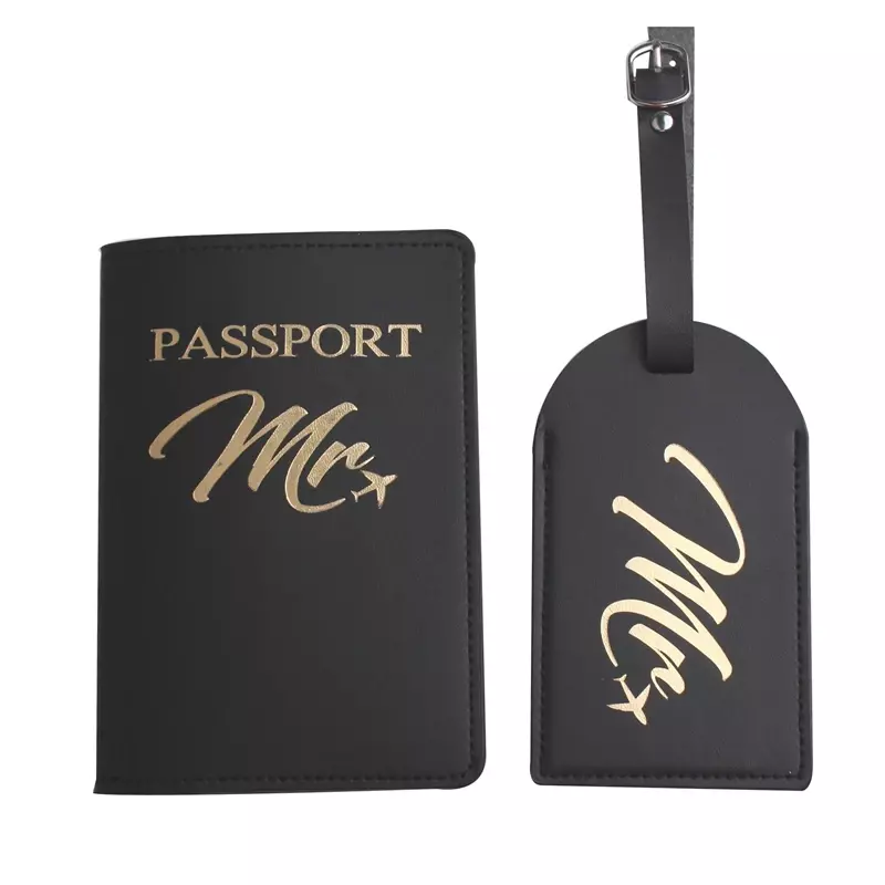 Mr Mrs Lover funda de pasaporte para pareja, carta bordada, soporte de cubierta de pasaporte de boda de viaje para hombres y mujeres, CH26