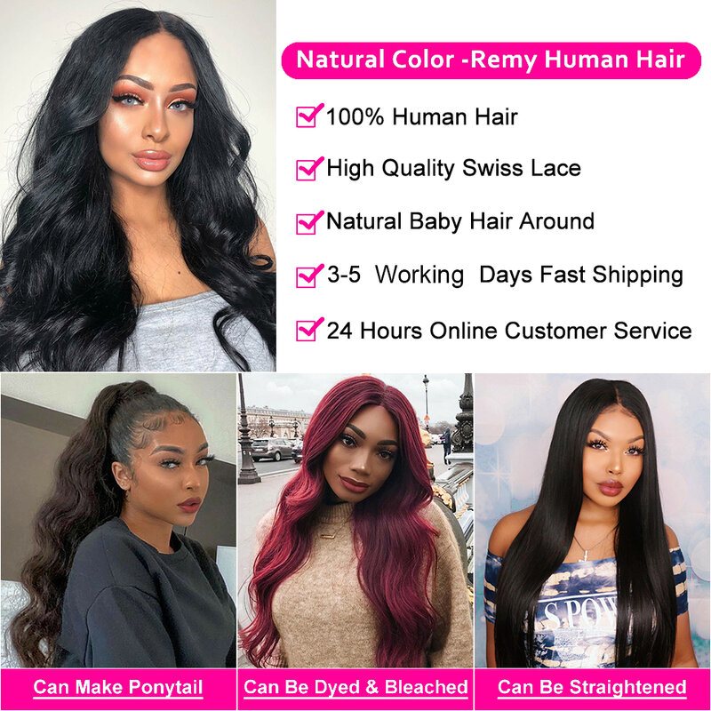 30 32Inch New Glueless Wig Body Wave Wig Human Hair 180% Brazilian 13x4 13x6 HD Transparent Lace Front Wig 4x4 Lace Closure Wigs