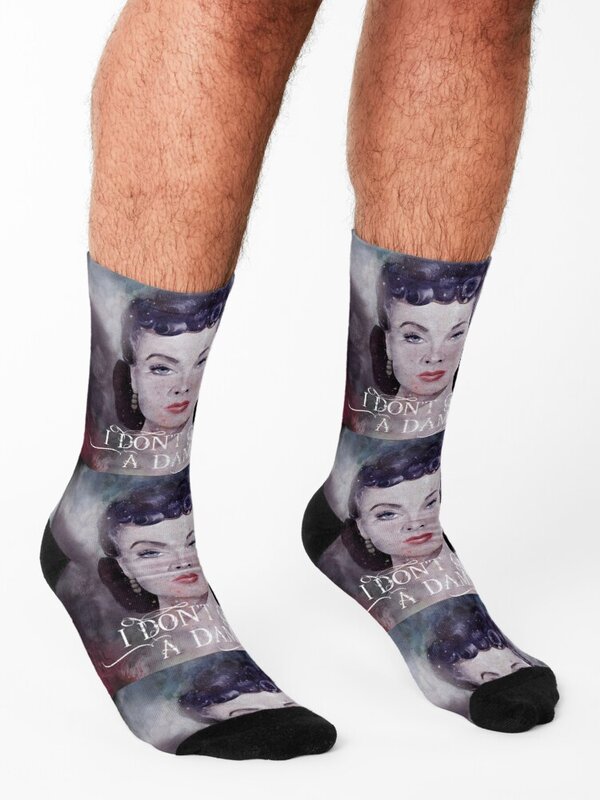 Gone With The Wind quote I don't give a damn Scarlett O'Hara Watercolor Socks aesthetic Toe sports Girl'S Socks Men's