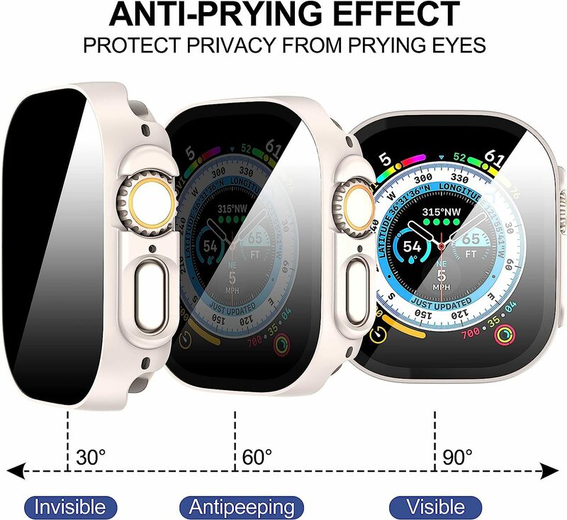 Protecteur d'écran pour Apple Watch Ultra 2, boîtier anti-espion, couvercle en verre du Guatemala, iWatch série 9 8 SE 7 6 5 4, 44mm, 40mm, 45mm, 41mm, 49mm
