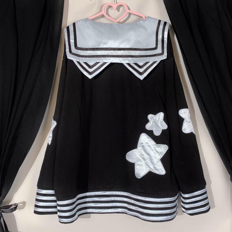 Czarne luźny pulower na co dzień topy 90s Kpop styl japoński jesienna luźne bluzki z kapturem Kawaii koreańska moda na co dzień gotycka Y2k Streetwear