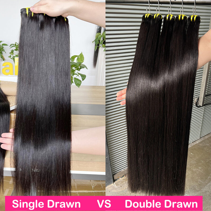 Yiwigs 10A Grade Double Drawn Bone Straight 100% Human Hair Bundles 10-30 inches Raw Hair Weave Extensions