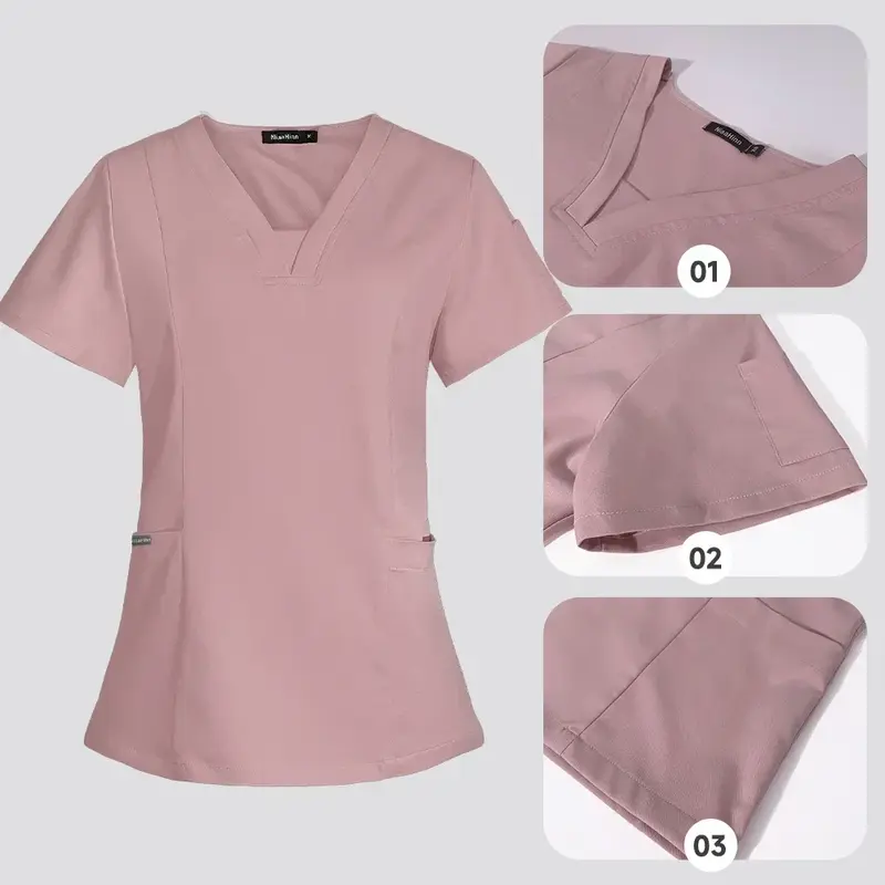 Scrub medico uniforme donna infermiera Scrub Set Unisex tasca superiore cerniera pantaloni 2 pezzi Joggers abiti infermieristica sala operatoria vestiti