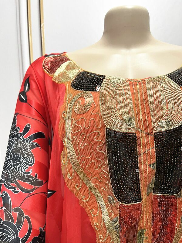 Новинка 2023, шифоновое свободное платье с принтом пайеток Среднего Востока, Африканское женское платье, женское платье 005 #