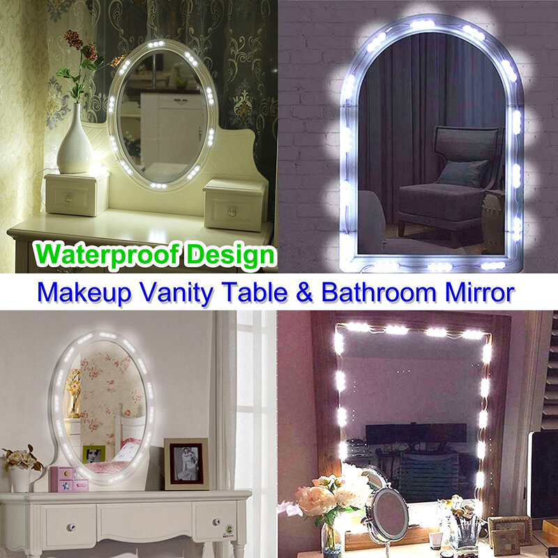 Đèn LED Gương Trang Điểm Đèn USB 5V Hollywood Đầm Bar Vanity Sáng Chống Nước Bàn Trang Điểm Đèn Trang Trí Phòng Tắm