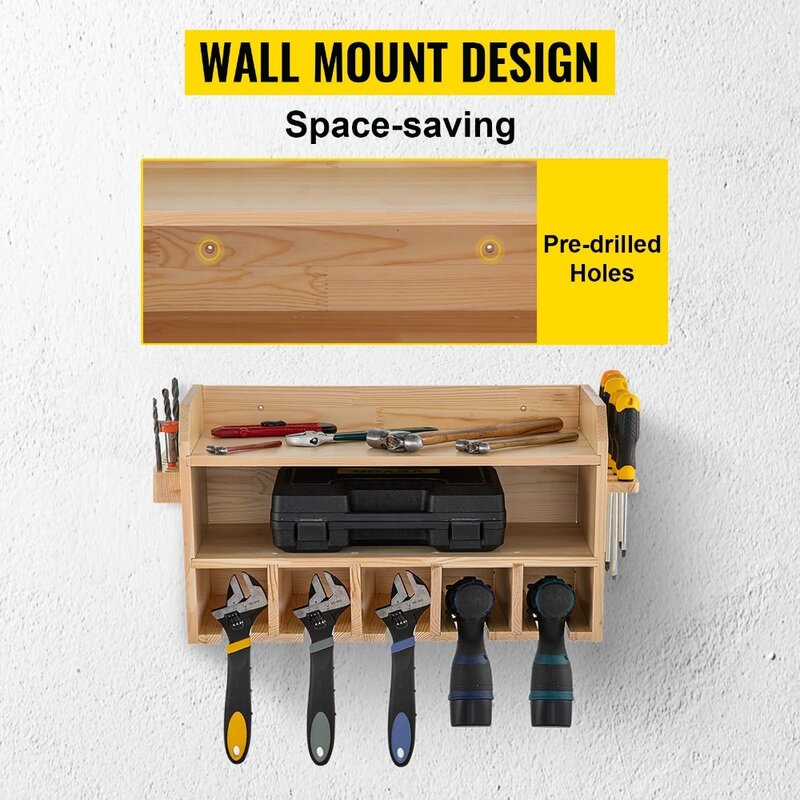 منظم أدوات كهربائية حامل أدوات للحفر على الحائط ، 5 فتحات ، مثبت على الحائط ، أدوات تعبئة طبيعية