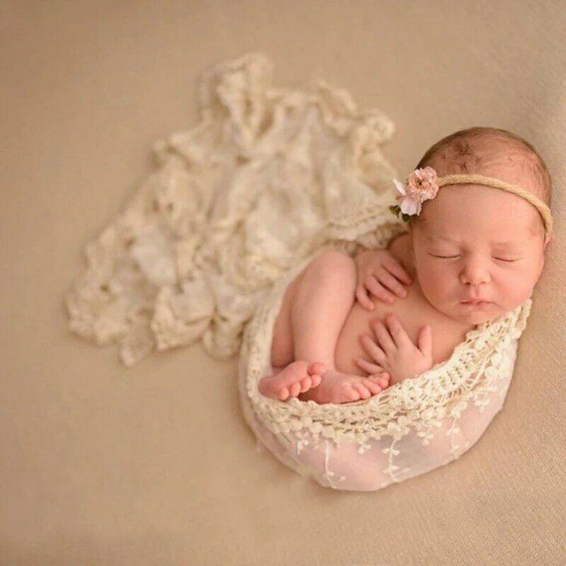 Newborn Photography Props Blanket Baby Photography Backdrop Lace Wrap Swaddling Photo  Studio Accessies