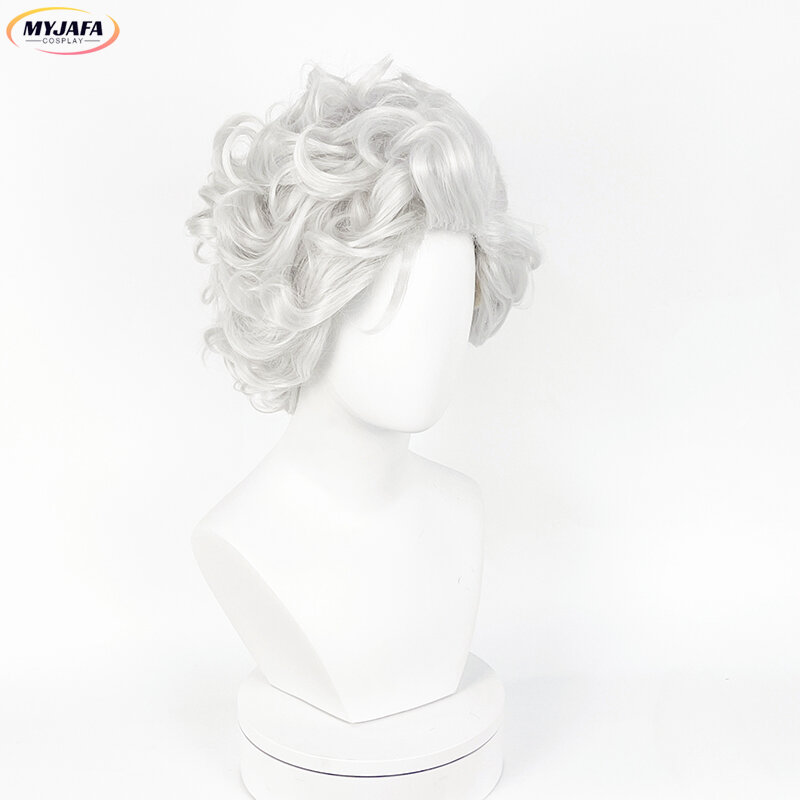 Astarion Cosplay Wig Baldur's Gate3 Vampire Wig High Quality Slivery Curly Heat Resistant Hair Anime Cosplay Wigs + Wig Cap