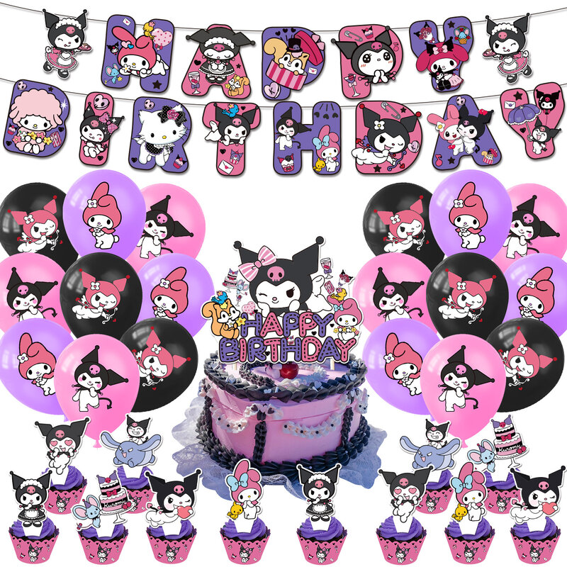 Sanrio Cinnamoroll Kuromi Theme Party Decor, Decorações De Festa De Aniversário, Decoração De Celebração, Birthday Gift Supplies