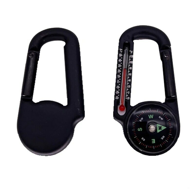 Aluminum Alloy Carabiner with Compasses & Thermometer Outdoor Mountaineering Buckle for Camping Hiking Backpacking