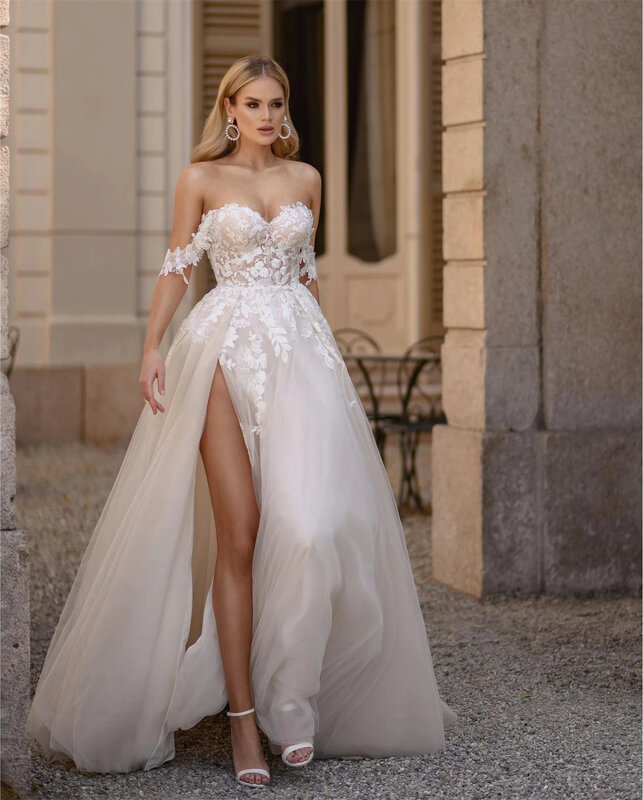 Coco gaun pengantin wanita untuk Prom renda Amandas Novias toko resmi gaun pernikahan belah untuk wanita 2023 gaun malam pengantin wanita