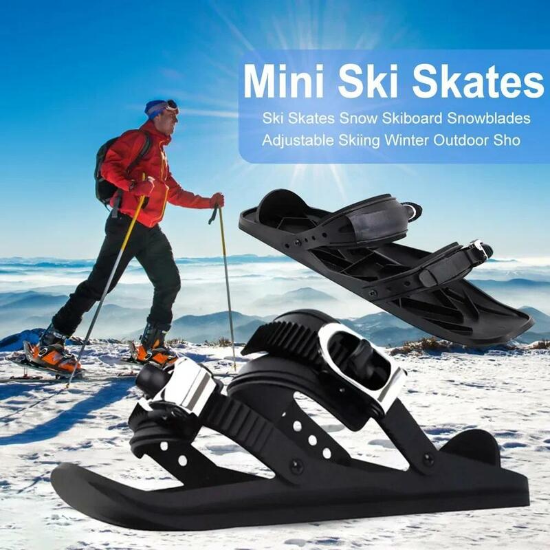 大人のための短いスキッドボードスノーブレード、雪のためのミニスキースケート、調整可能なビンディング、ポータブルスキーシューズ、スノーボード