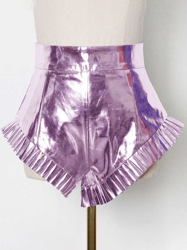 Однотонные облегающие шорты ROMISS для женщин с высокой талией и асимметричным подолом в стиле пэчворк с оборками летние минималистичные короткие брюки женские новые
