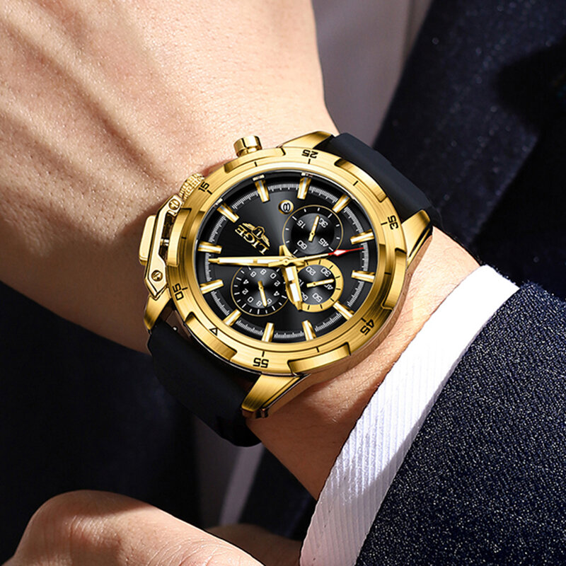 LIGE Mens Watches Brand Luxury cinturino in Silicone impermeabile Sport cronografo al quarzo orologio militare orologio da uomo Relogio Masculino + BOX