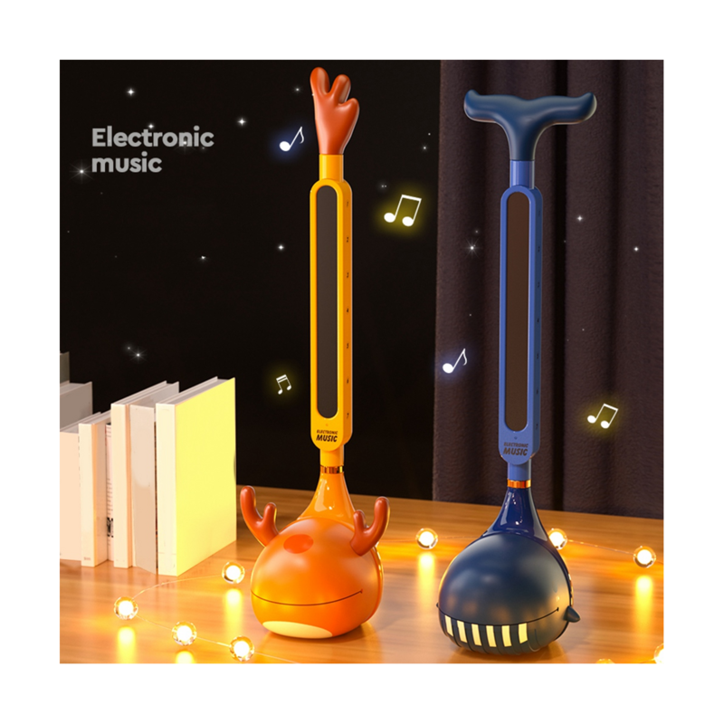 Otamatone instrumen musik elektronik portabel, mainan suara ajaib lucu hadiah kreatif untuk anak-anak, oranye