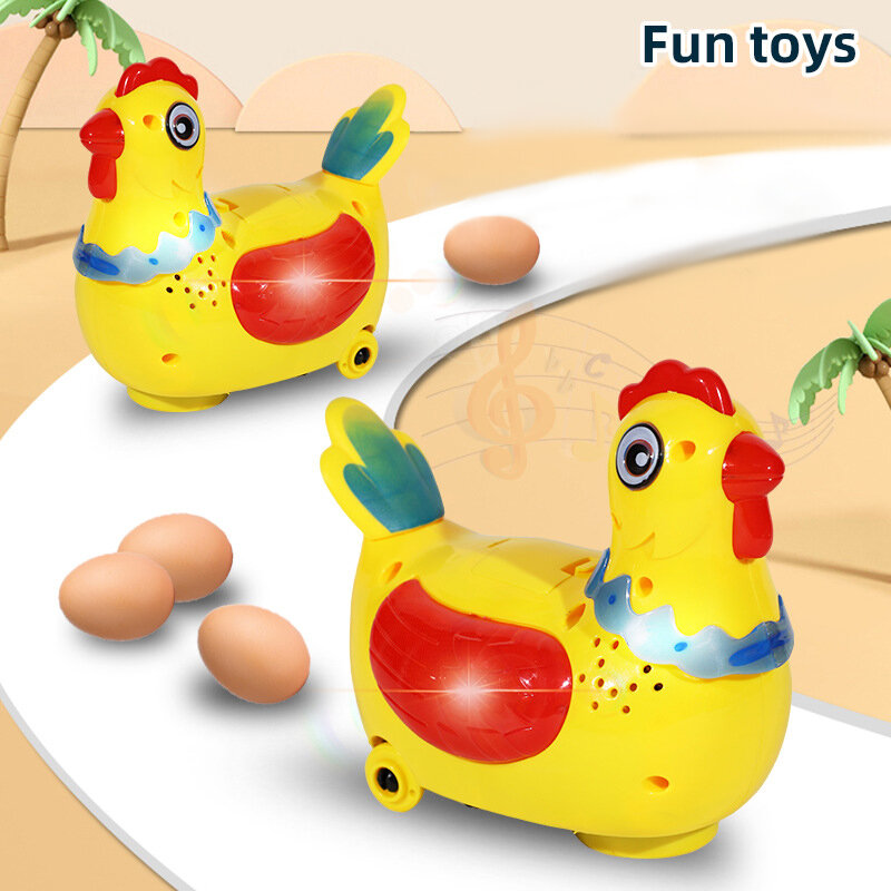 Kids Cartoon Electric Hen Laying Eggs Walking Toy Music Interactive Educational Toys For Boys Girls Birthday Christmas Gift