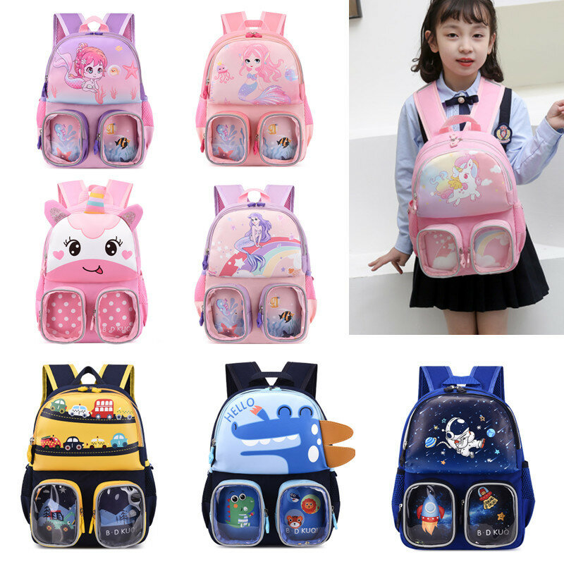 Tas ransel anak-anak, tas ransel TK untuk anak laki-laki dan perempuan modis kartun punggung ganda anak-anak Prasekolah