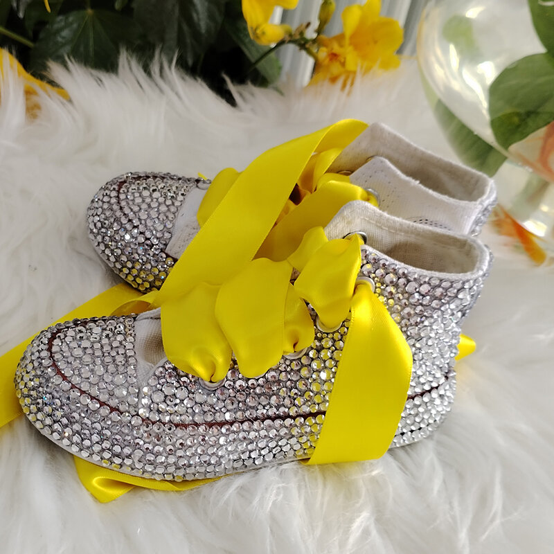 Chaussures en Toile avec Strass Scintillants pour Fille et Mère, Baskets en Perles Faites à la Main, pour ixd'Anniversaire et Mariage
