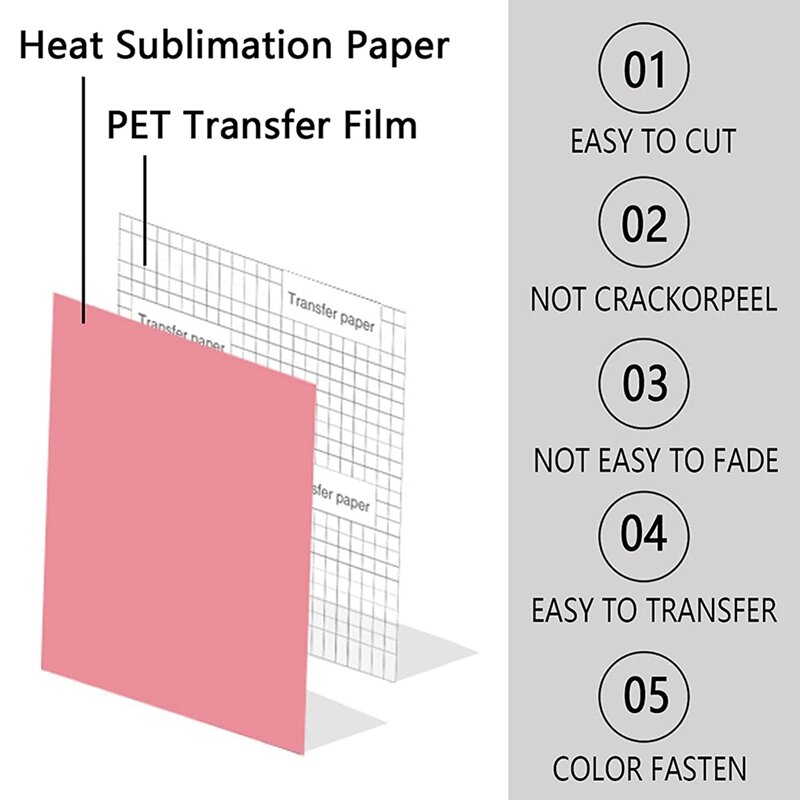 Folhas de transferência de tinta infusíveis Papel de sublimação térmica pré-impresso para caneca, 9 cores sólidas