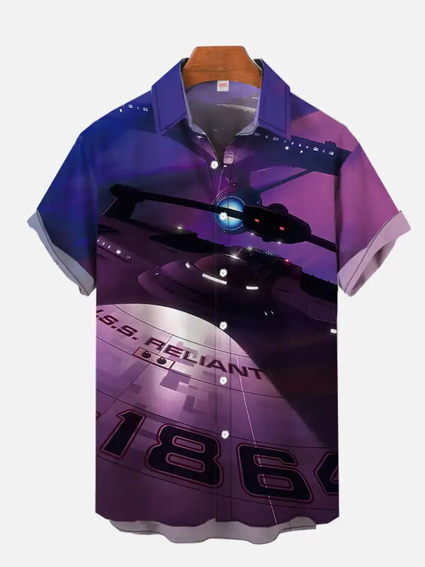 Camisas de manga corta con estampado 3D de nave espacial de alta tecnología, camisas de manga corta con estampado de TV de ciencia ficción