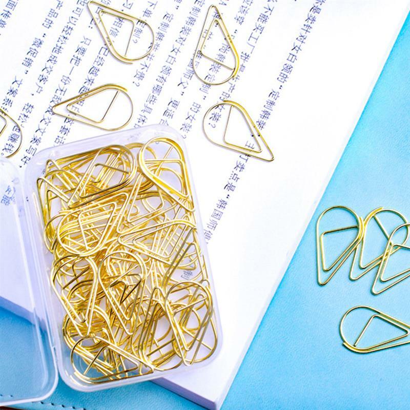 100pcs Office Paperclips Paper Clips Drop Shaped File Paper Clips Document Paper Clips Wedding Invitation Paper Clip Clips