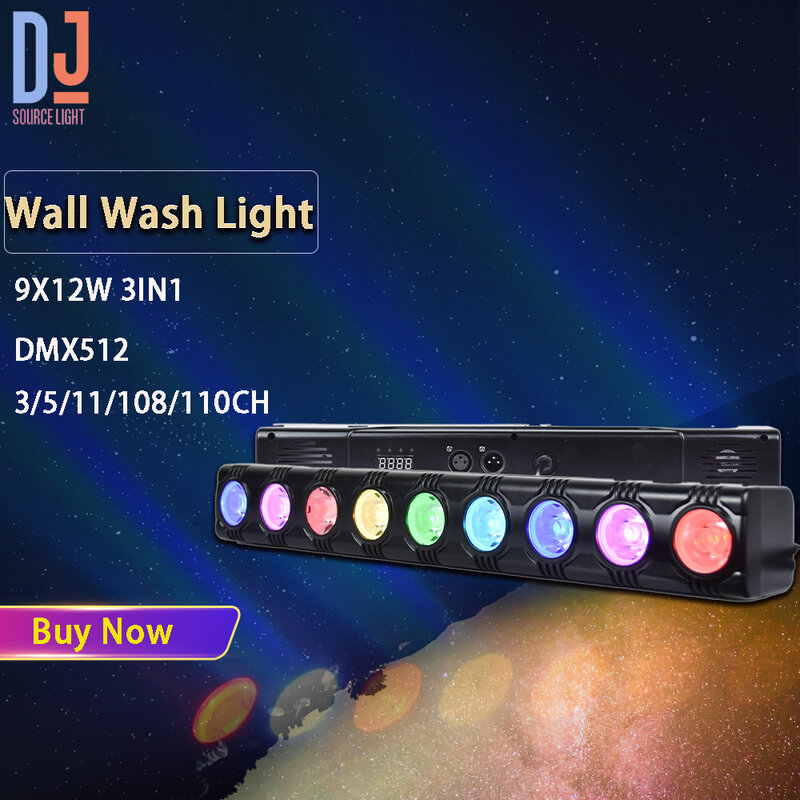 9x12w światło do mycia ścian o wysokiej jasności efekty wyścigu Horce sterowanie głosem DMX512 dla DJ, dyskoteka pokazać efekty sceniczne lampy