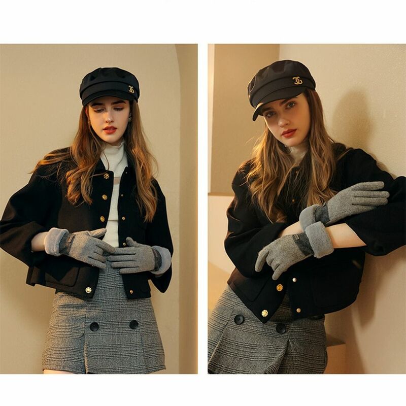 Miękkie zimowe rękawice termiczne pełne palce pluszowe rękawiczki damskie wiatroszczelne podszyty polarem kaszmirowe elastyczne rękawiczki sportowe