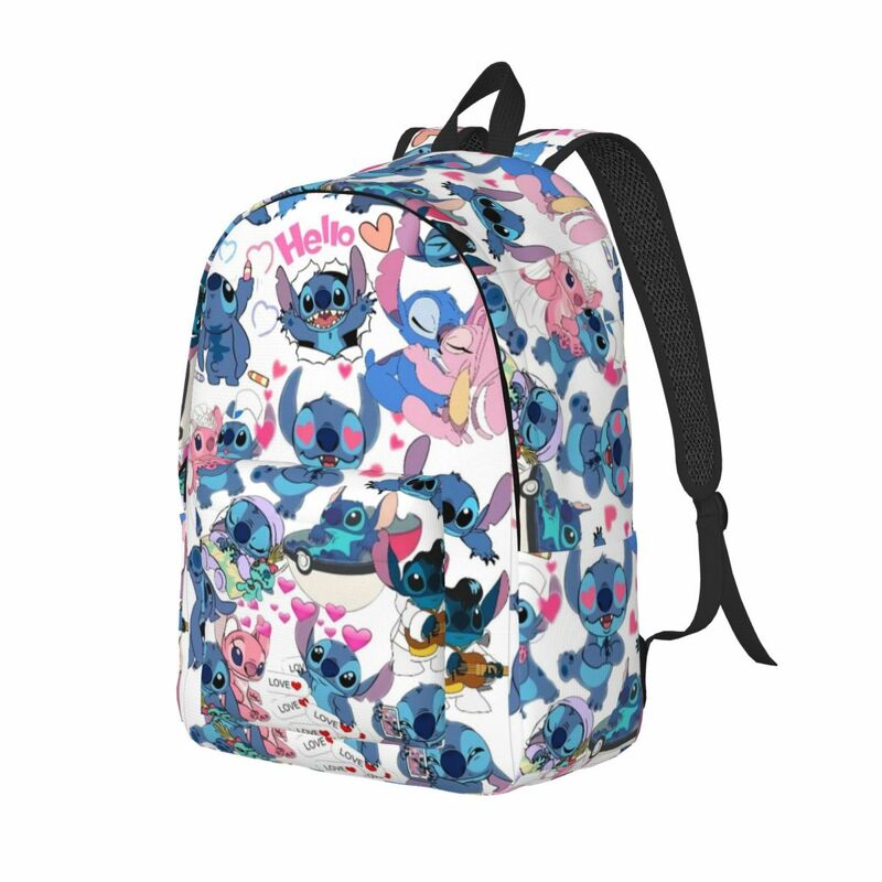 Kustom Stitch cinta kartun perjalanan ransel kanvas pria wanita tas sekolah komputer tas buku mahasiswa tas Harian