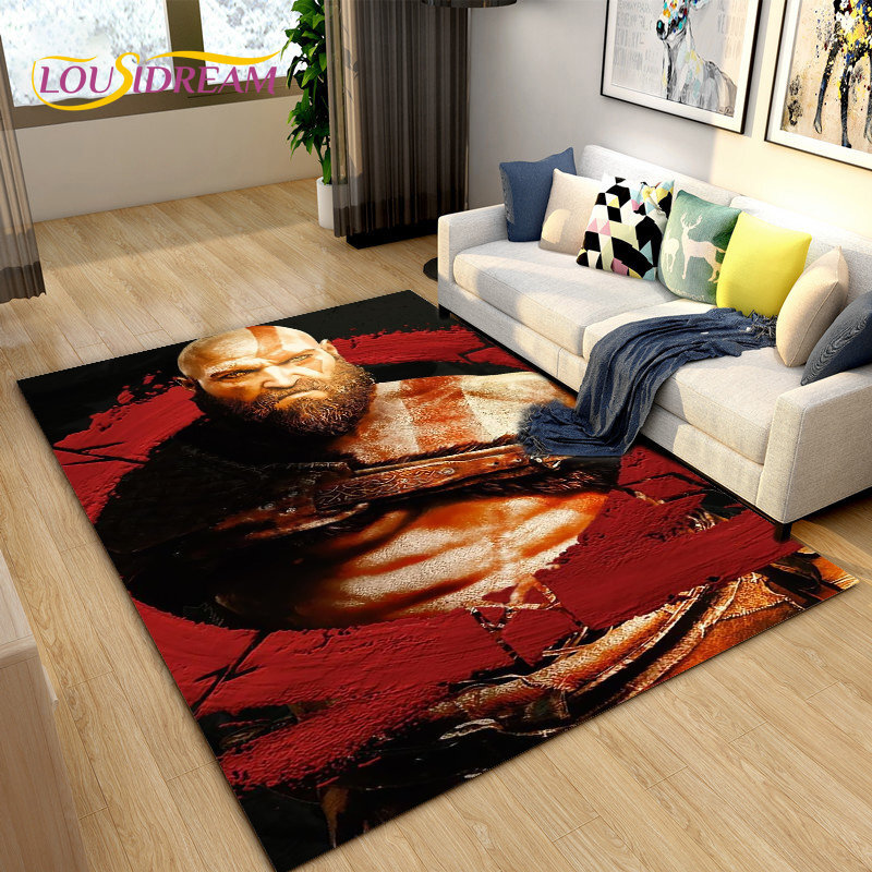 God of War Game Gamer dywan do składania duży, dywan dywan do salonu sypialnia Sofa wycieraczka dekoracji, dzieci bawią antypoślizgowe maty podłogowe