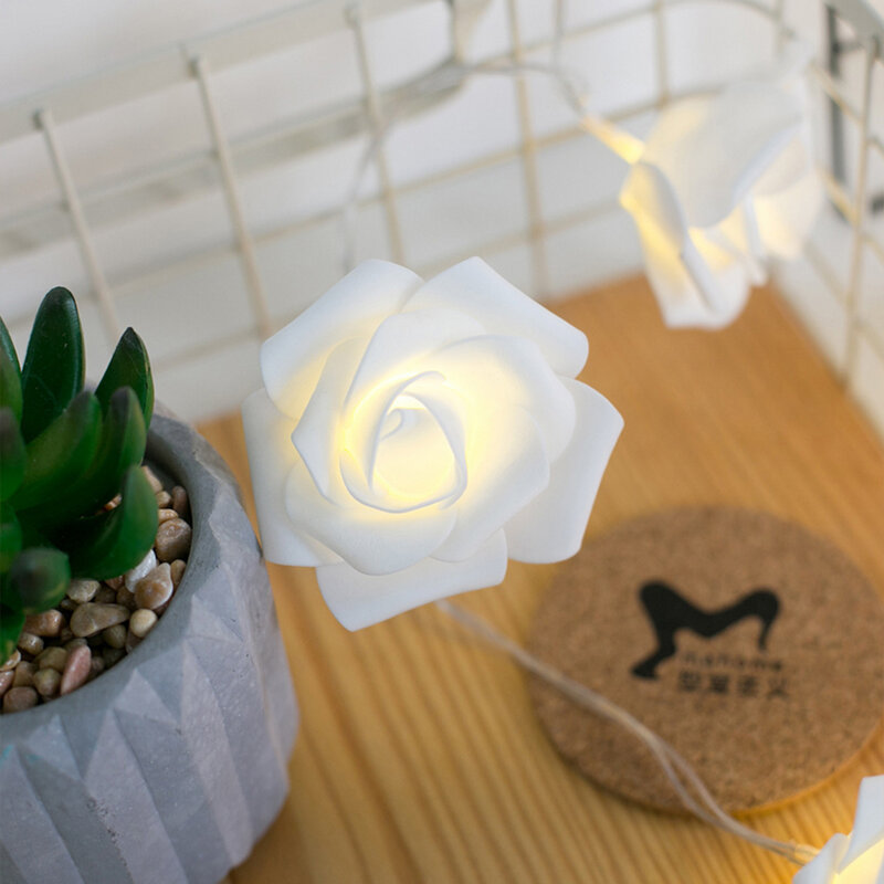 Lampu Tali Bunga Mawar Peri 1.5M/3M/6M Baterai/Lampu Dekorasi Liburan Natal Berdaya USB untuk Pernikahan Valentine Tali LED