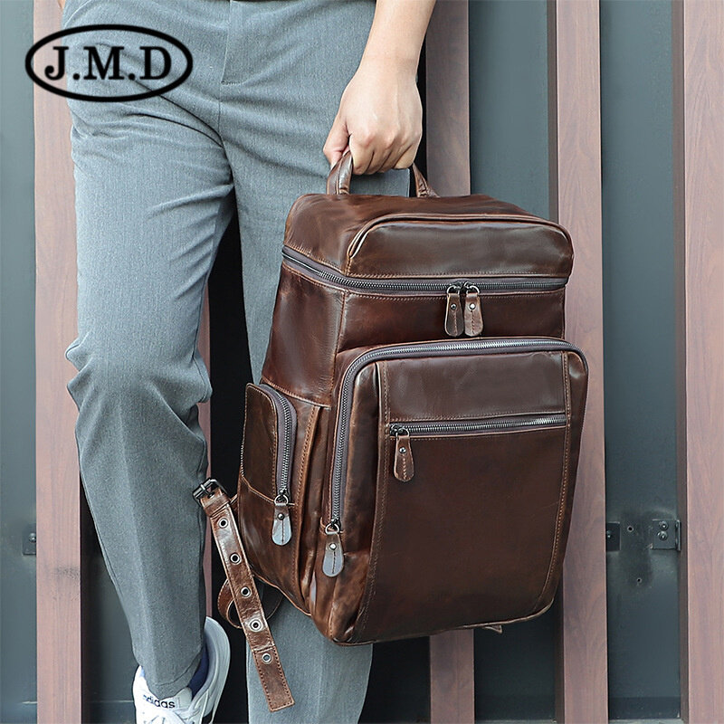 Mochila de cuero con estilo para hombre, bolsa de equipaje de cuero, mochila para hombre