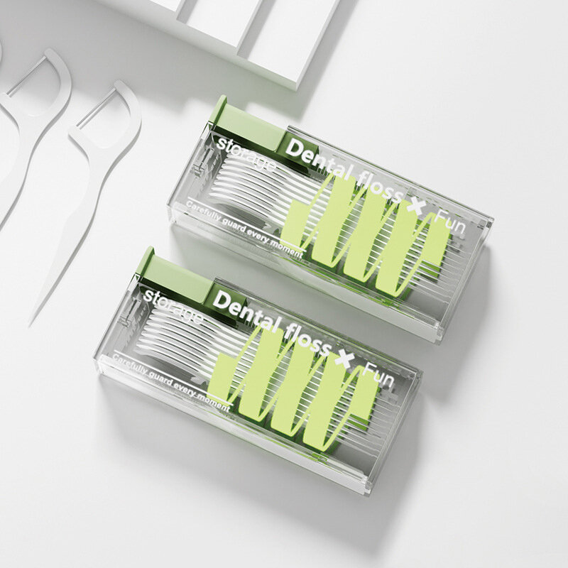 Dispenser Floss gigi, mengandung 10 buah Floss gigi, kotak penyimpanan Floss gigi Pop-Up otomatis dapat diisi ulang perawatan kebersihan mulut Pick Floss