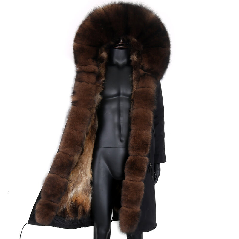 Parka larga de piel auténtica para hombre, chaqueta impermeable con cuello de piel de mapache Natural, ropa de calle gruesa y cálida, gran oferta, novedad de invierno