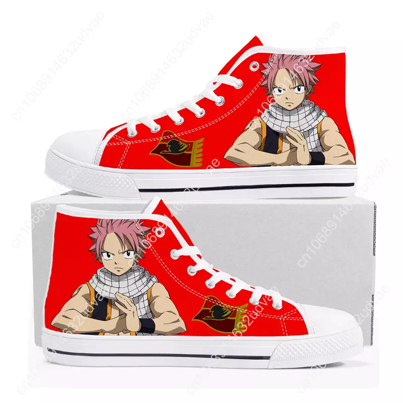 Sepatu Sneakers Anime f-fairy t-tail Natsu Dragneel kualitas terbaik Tinggi sepatu kets pria wanita remaja kanvas sepatu kasual pasangan sepatu kustom