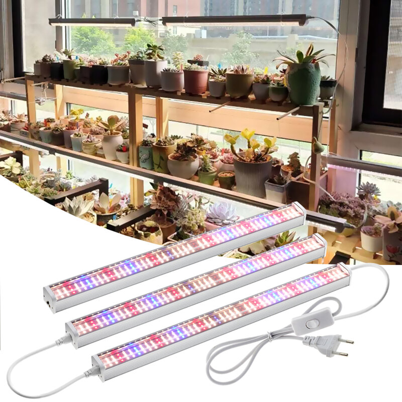 Lampu tumbuh 100 v-265 V LED spektrum penuh cahaya Bar untuk tanaman 53cm lampu Phyto dengan kawat penghubung Sunshine 4000K 380-780nm