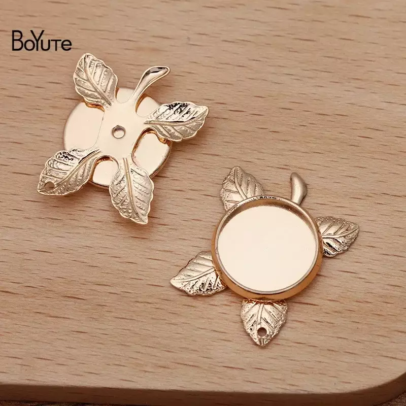 BoYuTe Custom Made (100 Pieces/Lot) Fit 12MM Cabochon Pendant Base Blank Tray Diy Handmade Jewelry Materials