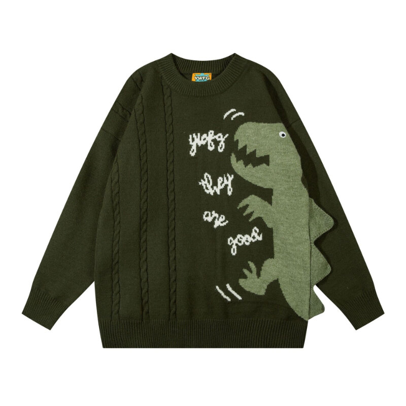 Suéter suelto de dibujos animados para hombre, de manga larga con cuello redondo Camiseta de punto, de marca de moda, para otoño e invierno, 2023