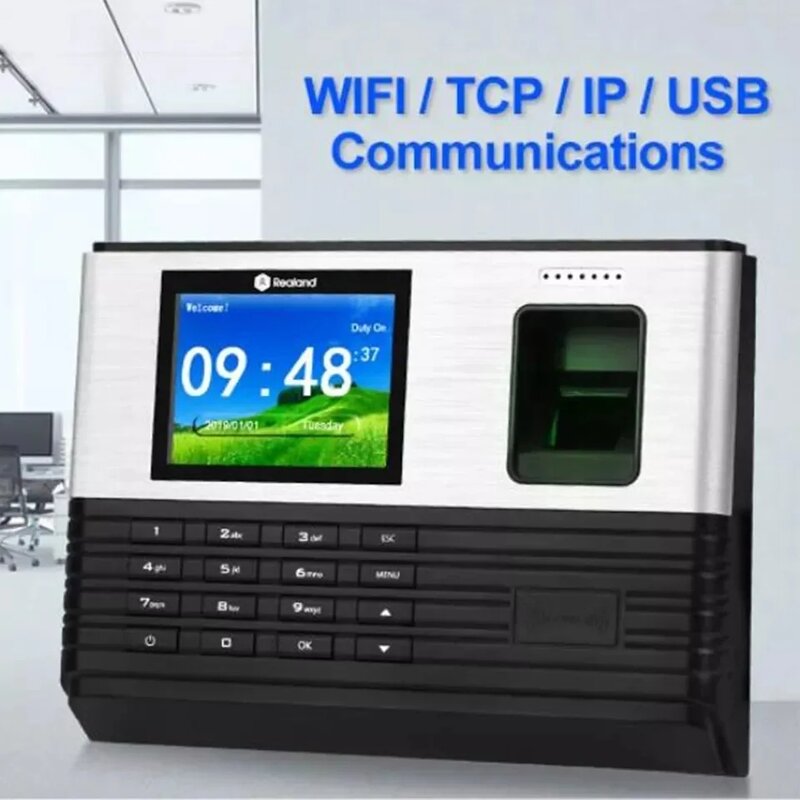 Realand dengan P2P Cloud Server waktu mesin kehadiran 125KHz RFID kartu TCP/IP perekam Waktu sidik jari Terminal kantor