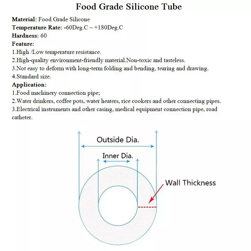 Manguera de goma de silicona de grado alimenticio, tubo de silicona Flexible transparente, diámetro 1, 2, 4, 5, 6, 7, 8, 9, 10, 11, 12, 14, 16, 18, 20, 30, 50mm, 1M