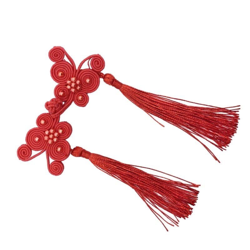 Chinese Butterfly Knot Fringe Button Cardigan Buttons Knot Fastener Suit Invitation Gift Box DIY Clothing Accessory
