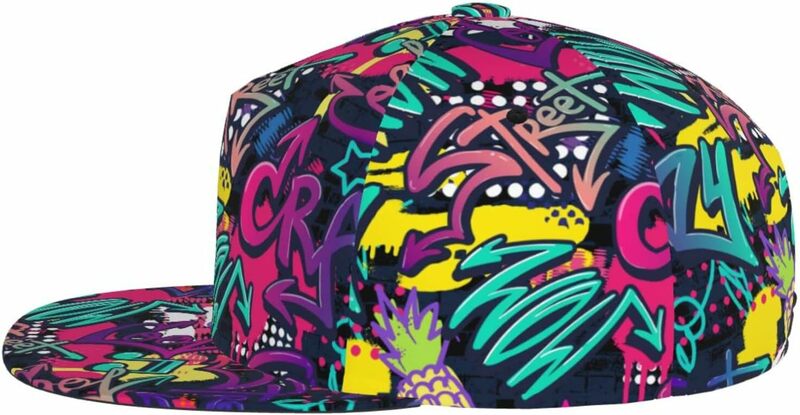 Boné snapback ajustável para homens e mulheres, estilo hip-hop, chapéu de beisebol Graffiti Doodle, chapéu de sol