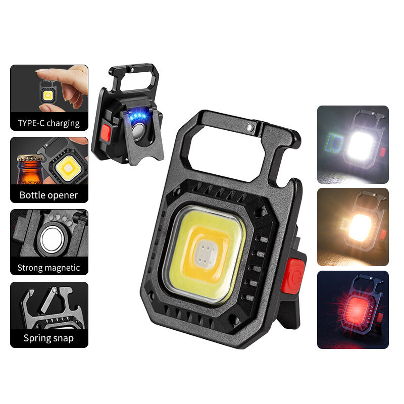 2023 New Mini Lantern Mutifuction Portable LED Flashlight Pocket Work Light Outdoor Camping Fishing Climbing Keychain Light