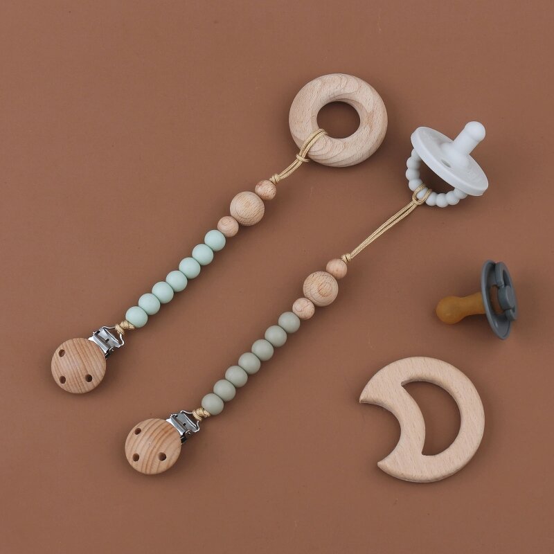 Schnullerkette für Säuglinge, Schnullerhalter, Perlenketten, Spucktuch-Clip, Beißperlen