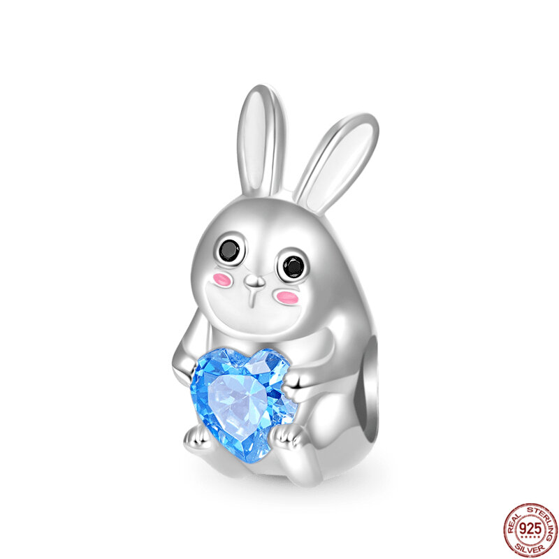Colgante de conejo Punk de Plata de Ley 925, colgante de muñeca de conejo, cuentas compatibles con pulsera Pandora Original, regalo de joyería de moda