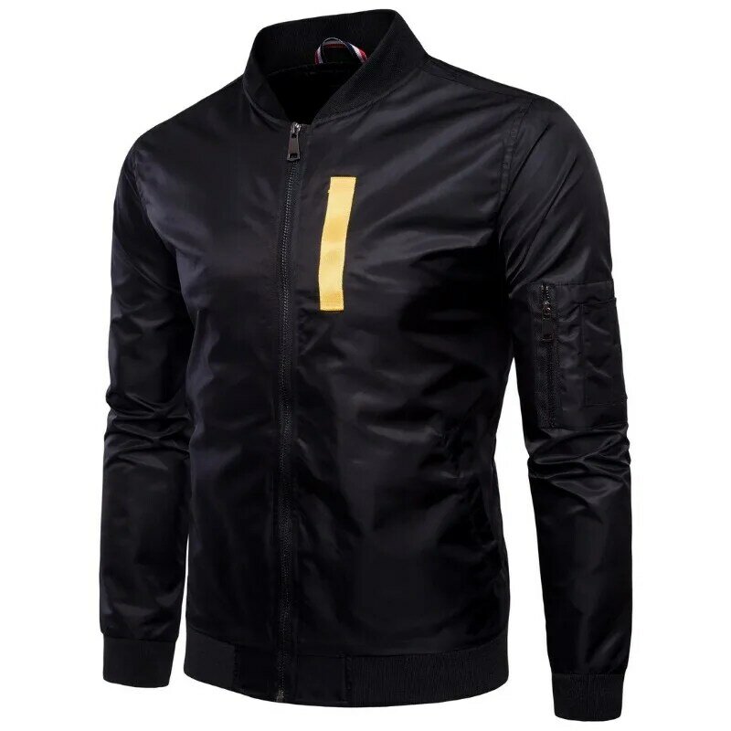 Jaqueta de pescoço sólido masculina, casaco com zíper de bolso, blusa casual para esportes ao ar livre, nova, outono, 2023