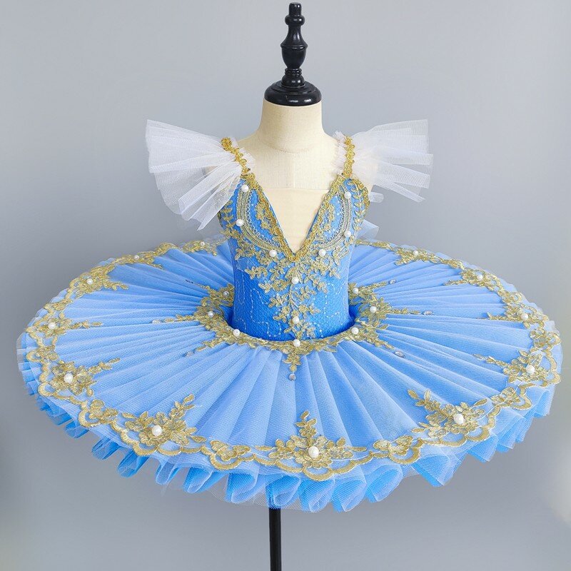 Ballet profissional tutu para meninas, prato azul e rosa, panqueca tutu, vestido de bailarina, mulheres e crianças, traje de baile infantil