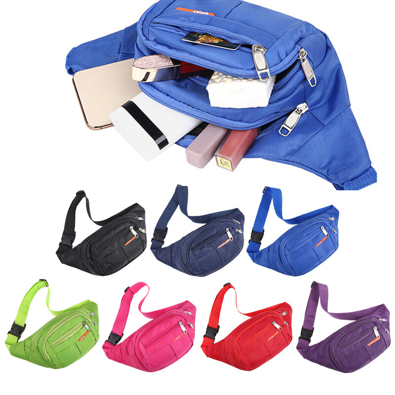 남녀공용 방수 허리 가방, 나일론 지갑, 핸드백 모션, 여러 가지 빛깔의 패니 백