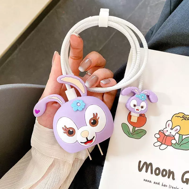 4Pcs/set Cable Protector for iPhone / iPad 18W/20W Charger Protection Cute Cartoon Protector Spring Cable Winder Accessories